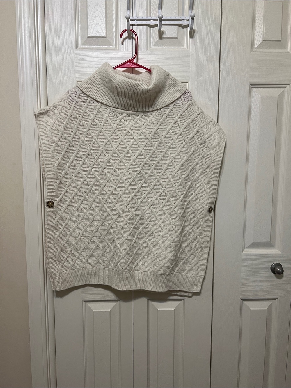 Tantrums Cream Cable-Knit Cowl Neck Poncho Sweater. Never worn